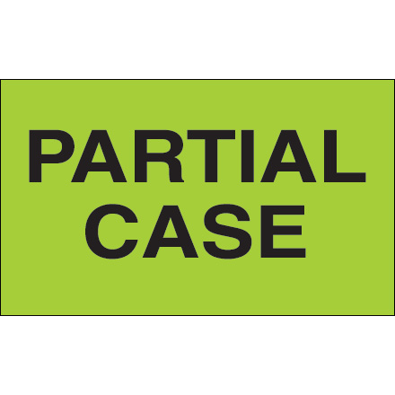 3 x 5" - "Partial Case" (Fluorescent Green) Labels